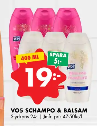 ÖoB Vo5 schampo & balsam erbjuda