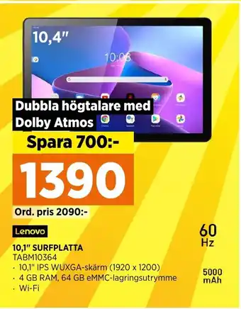 Power Lenovo 10,1" SURFPLATTA erbjuda