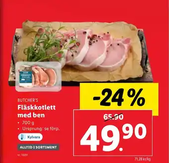Lidl Fläskkotlett med ben erbjuda