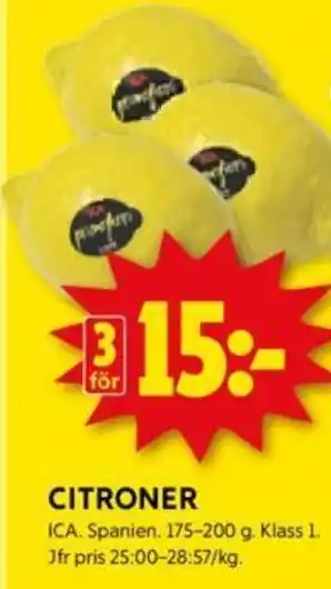 ICA Kvantum CITRONER erbjuda