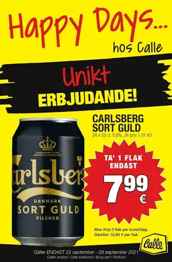 Calle Carlsberg Sort Guld Öl erbjuda