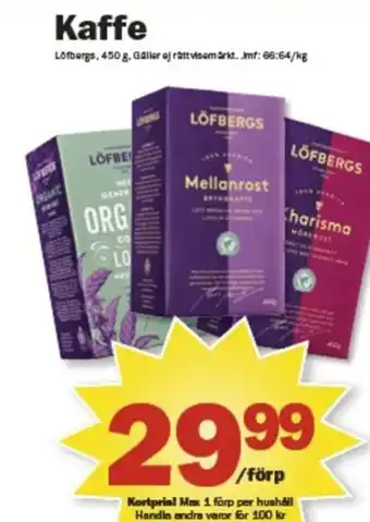 Pekås Kaffe Löfbergs, 450 g, Gäller ej rättvisemärkt. erbjuda