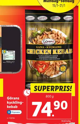 Lidl Görans kycklingkebab erbjuda