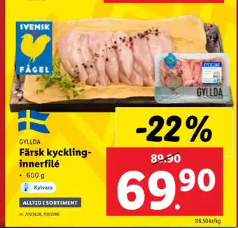 Lidl Färsk kycklinginnerfilé erbjuda