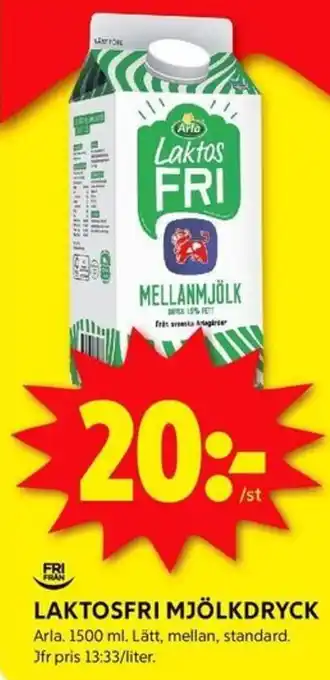ICA Kvantum LAKTOSFRI MJÖLKDRYCK erbjuda