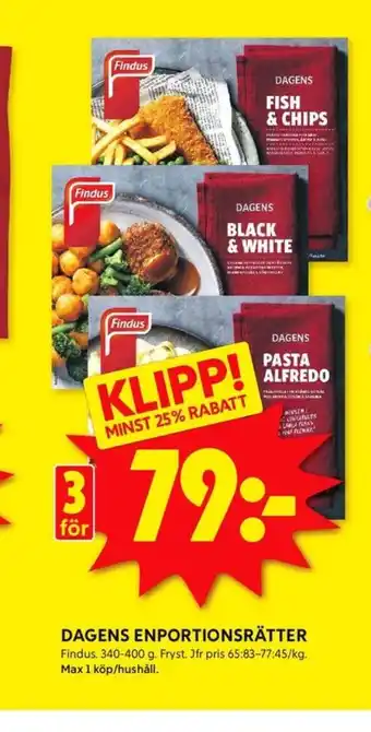 ICA Kvantum Findus färdigrätter erbjuda