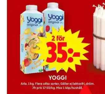 ICA Maxi Yoggi yoghurt erbjuda