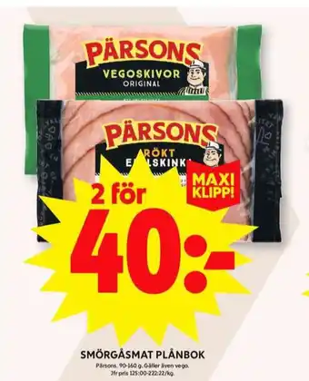 ICA Maxi Pärsons vegetarpålägg erbjuda