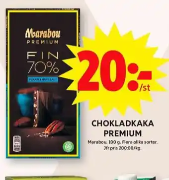 ICA Maxi Marabou premium chokladkaka pecan & havsalt erbjuda
