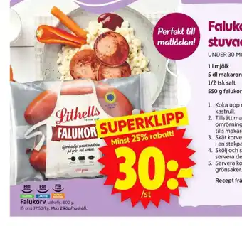 ICA Supermarket Lithells falukorv erbjuda