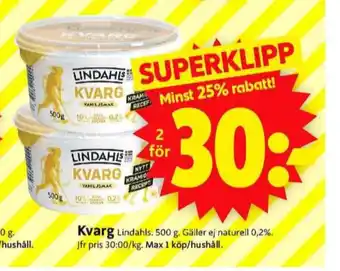 ICA Supermarket Lindahls kvarg erbjuda