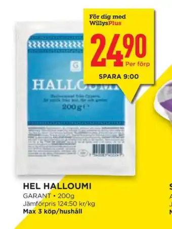 Willys Hemma Garant halloumi erbjuda