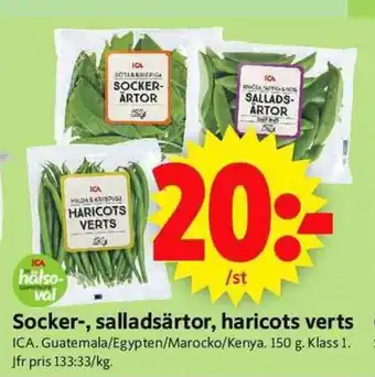ICA Supermarket Socker-, salladsärtor, haricots verts erbjuda