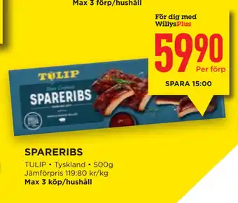 Willys Spareribs erbjuda