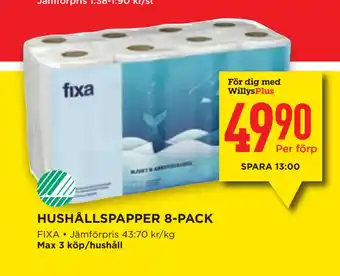 Willys Hushållspapper 8-pack erbjuda