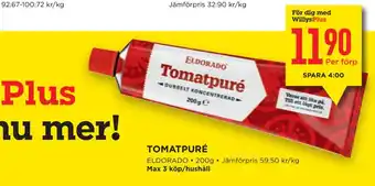 Willys Tomatpuré erbjuda