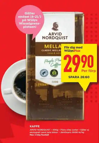 Willys Kaffe erbjuda