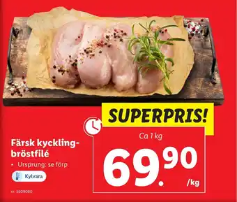 Lidl Färsk kyckling- bröstfilé erbjuda