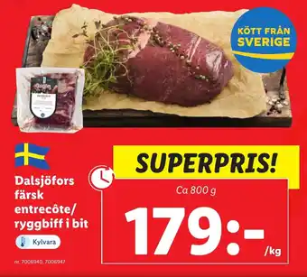 Lidl Dalsjöfors färsk entrecôte/ ryggbiff i bit erbjuda
