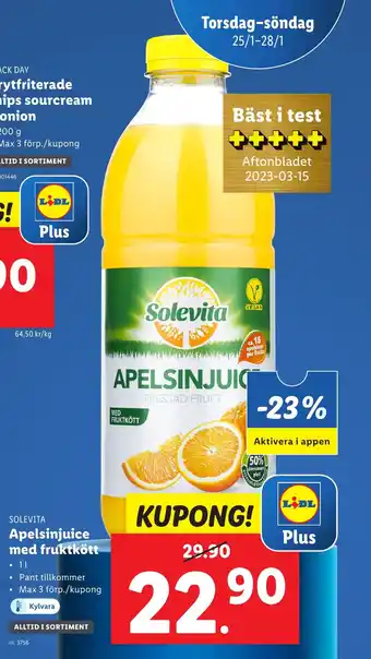 Lidl SOLEVITA Apelsinjuice med fruktkött erbjuda