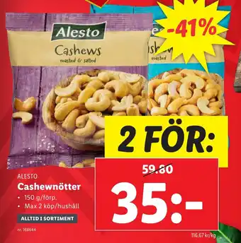 Lidl ALESTO Cashewnötter erbjuda
