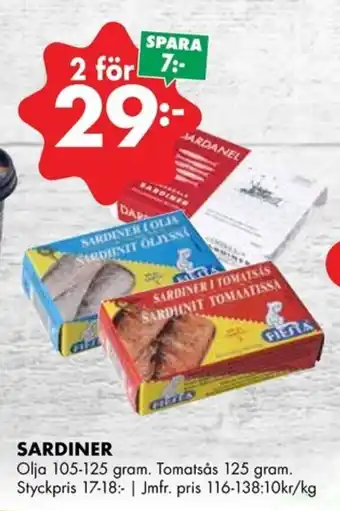 ÖoB SARDINER erbjuda