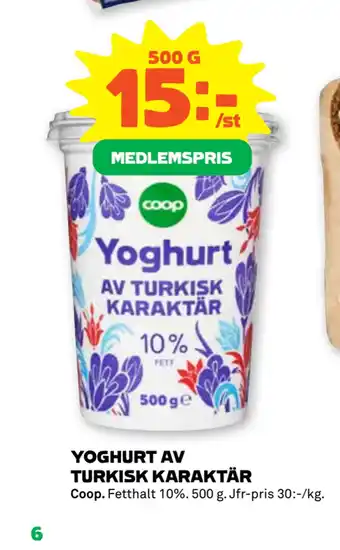 Stora Coop Yoghurt av turkisk karaktär erbjuda