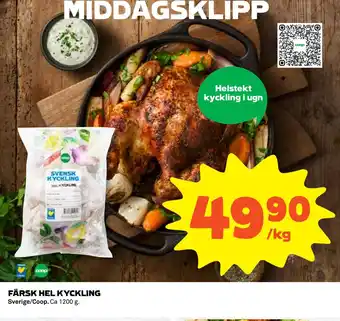 Coop Daglivs Färsk hel kyckling erbjuda