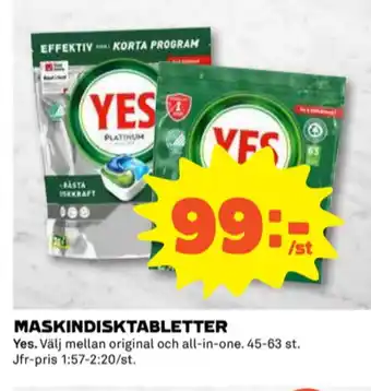 Coop Yes diskmaskintabs erbjuda