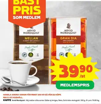 Coop KAFFE Arvid Nordquist erbjuda