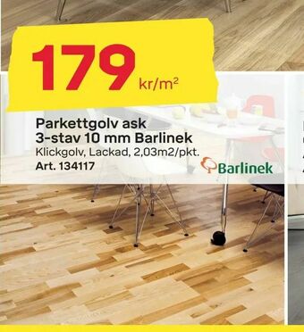 Byggmax Parkettgolv ask 3-stav 10 mm Barlinek erbjuda