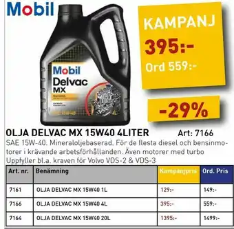 SeaSea Olja delvac mx 15w40 4liter erbjuda
