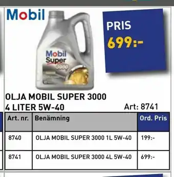 Olja mobil super 30004 liter 5w-40