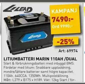 SeaSea Litiumbatteri marin 110ah /dual erbjuda