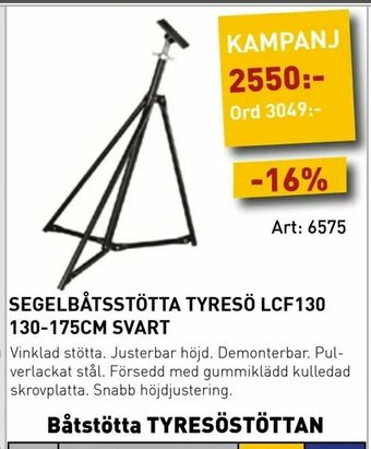 SeaSea Segelbåtsstötta tyresö lcf130 130-175cm svart erbjuda