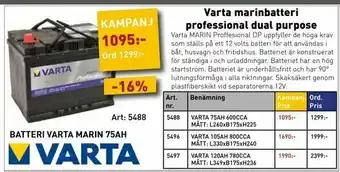 Varta marinbatteri professional dual purpose