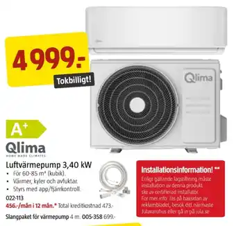 Jula Qlima värmepump erbjuda