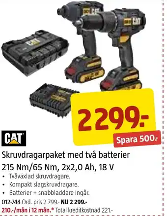 Jula Skruvdragarpaket med två batterier 215 Nm/65 Nm, 2x2,0 Ah, 18 V erbjuda