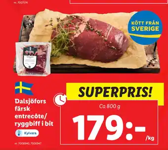 Lidl Dalsjöfors färsk entrecôte/ ryggbiff i bit erbjuda