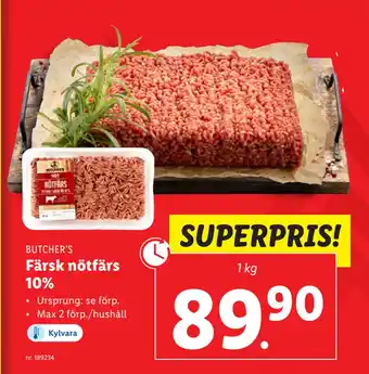Lidl Färsk nötfärs 10% erbjuda
