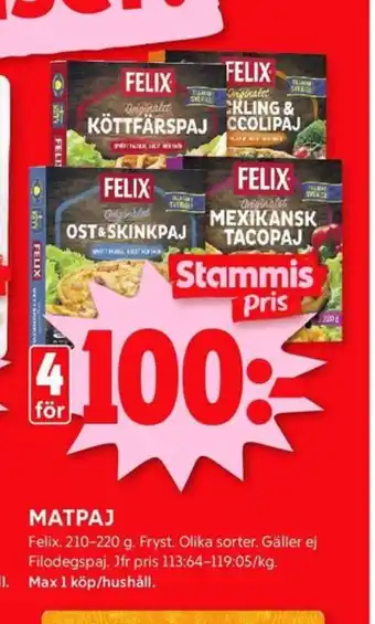 ICA Kvantum Felix matpajer erbjuda