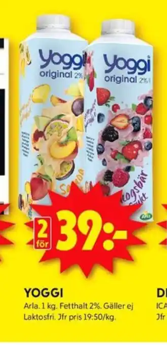 ICA Kvantum Yoggi yoghurt erbjuda