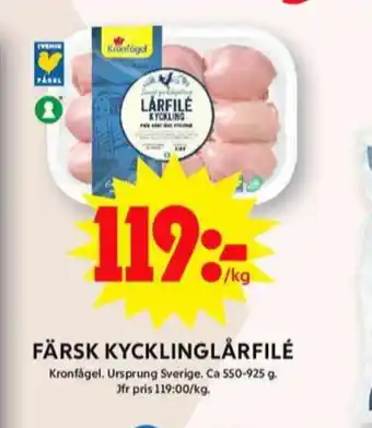 ICA Maxi Kronfågel kycklinglårfile erbjuda