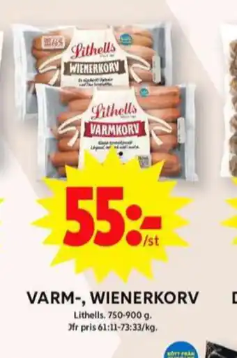 ICA Maxi Lithells varmkorv erbjuda