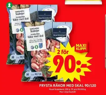ICA Maxi Royal greenland räkor med skal erbjuda