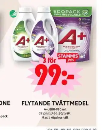 ICA Maxi A+ tvättmedel pulver erbjuda
