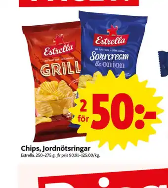 ICA Nära Estrella chips sourcream & onion erbjuda
