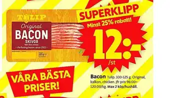 ICA Supermarket Tulip baconskivor erbjuda