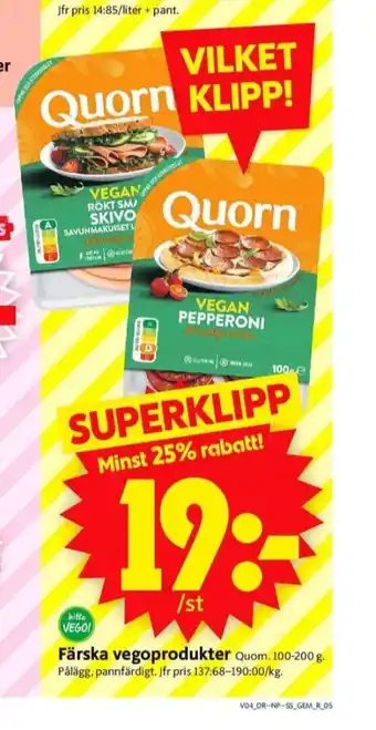 ICA Supermarket Quorn vegetarpålägg erbjuda
