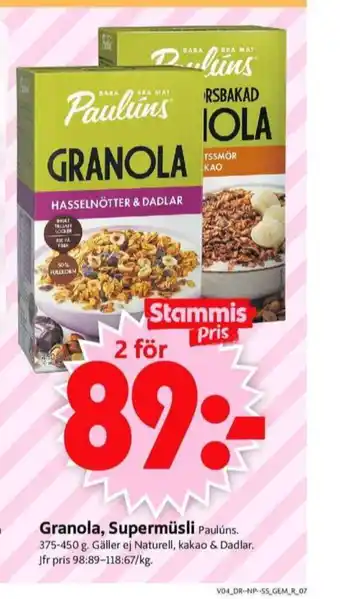 ICA Supermarket Paulùns granola erbjuda